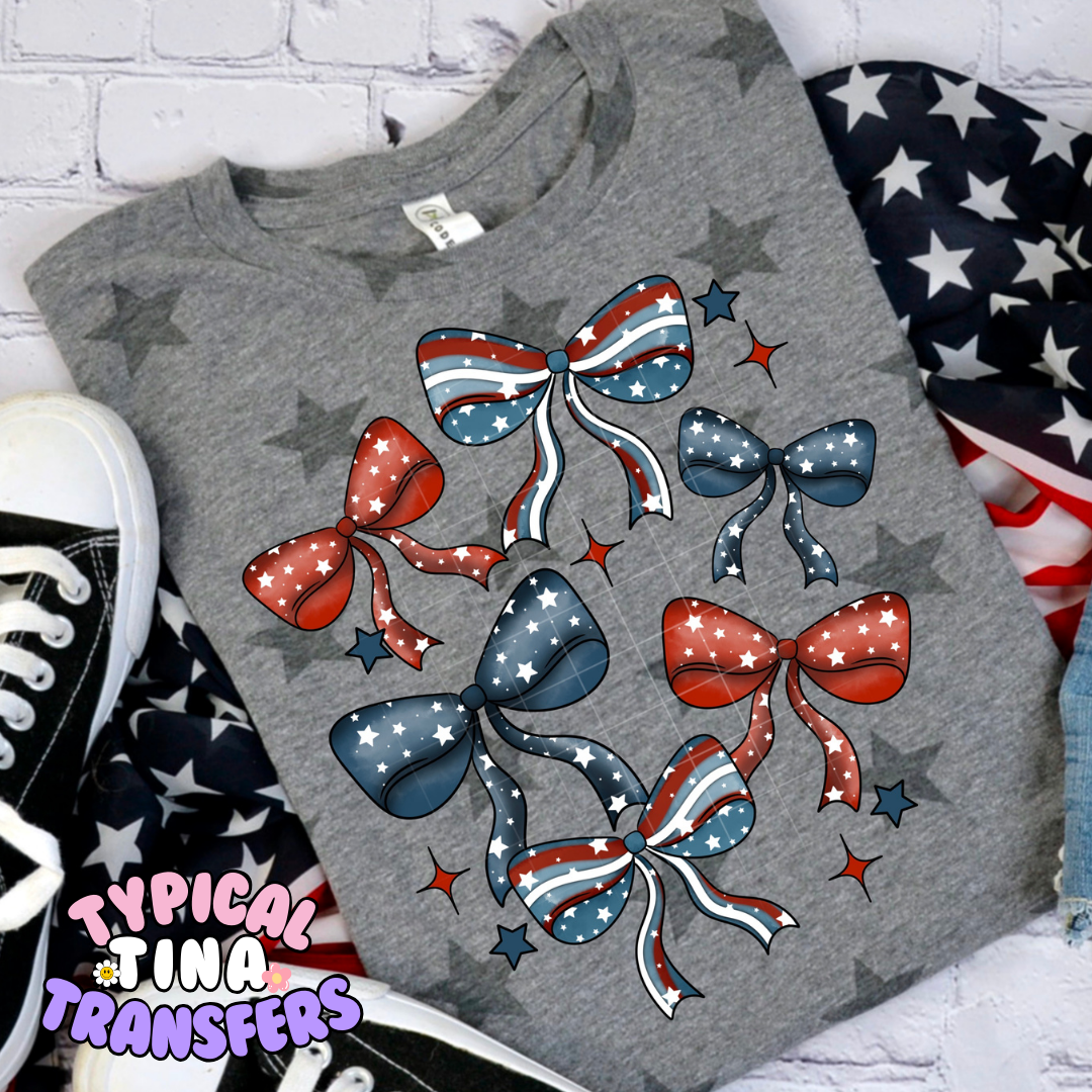 festive july 4 bows | DTF Screen Print | POD