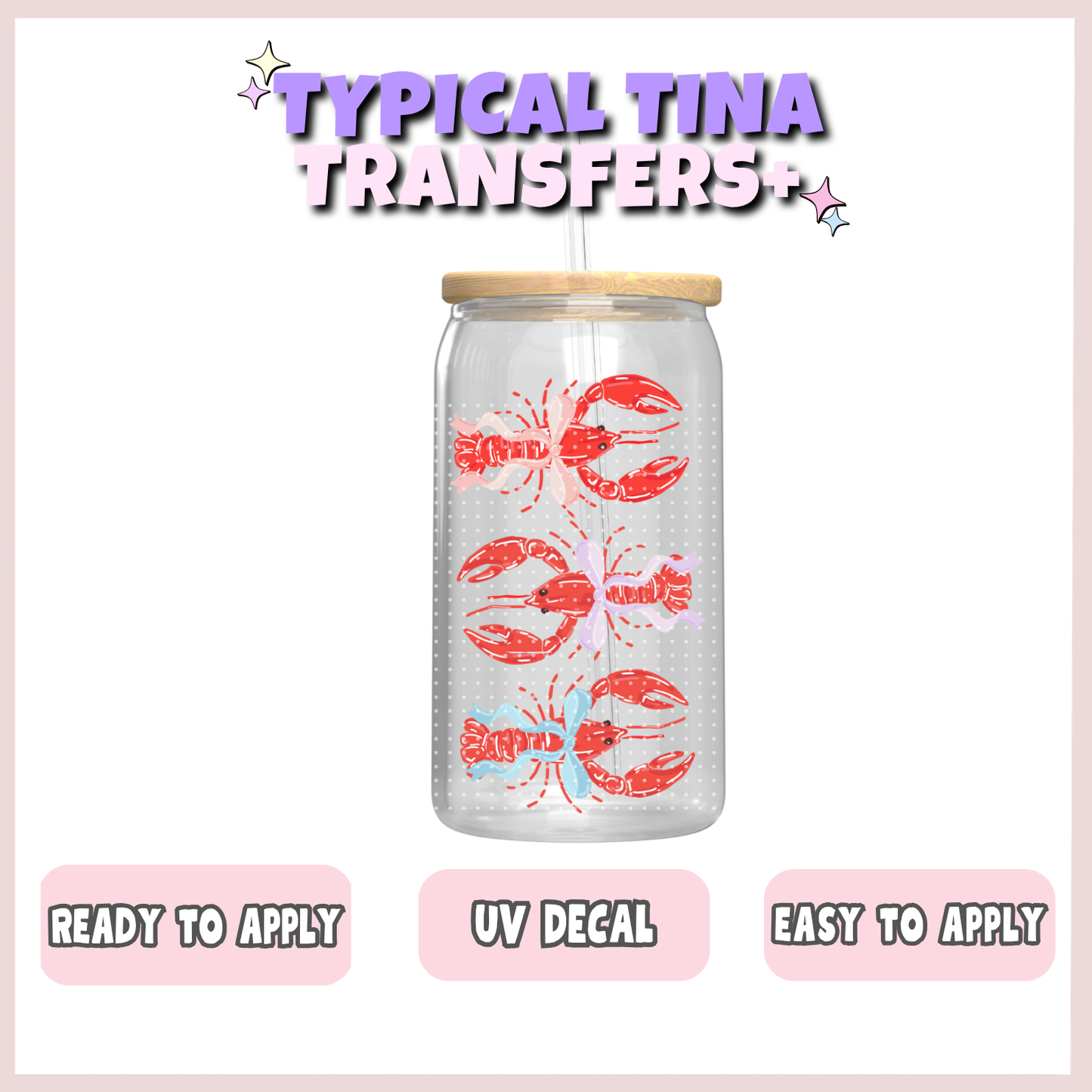3 lobsters with bow | UV decals | POD