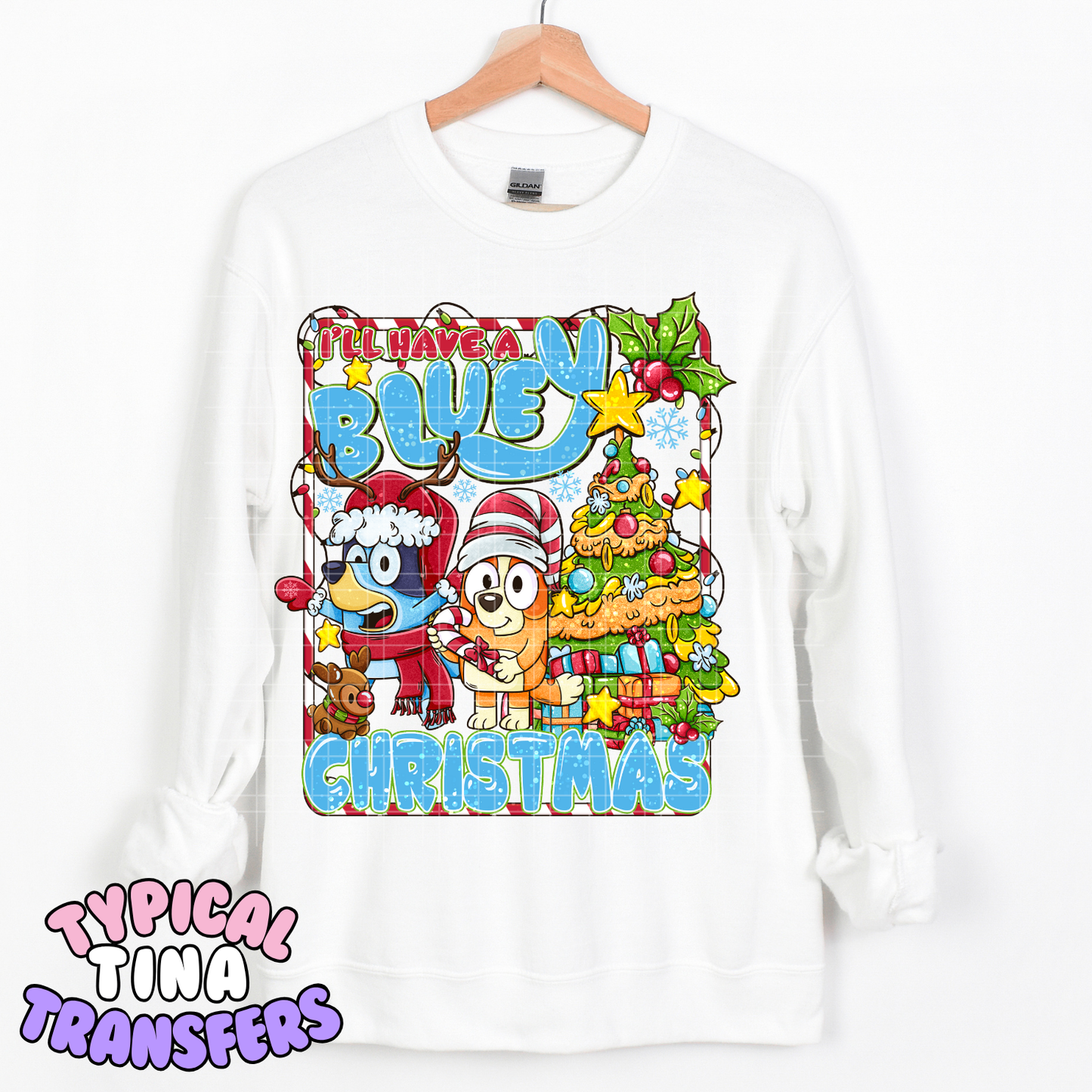 Blue Pup Christmas | DTF Transfer | POD