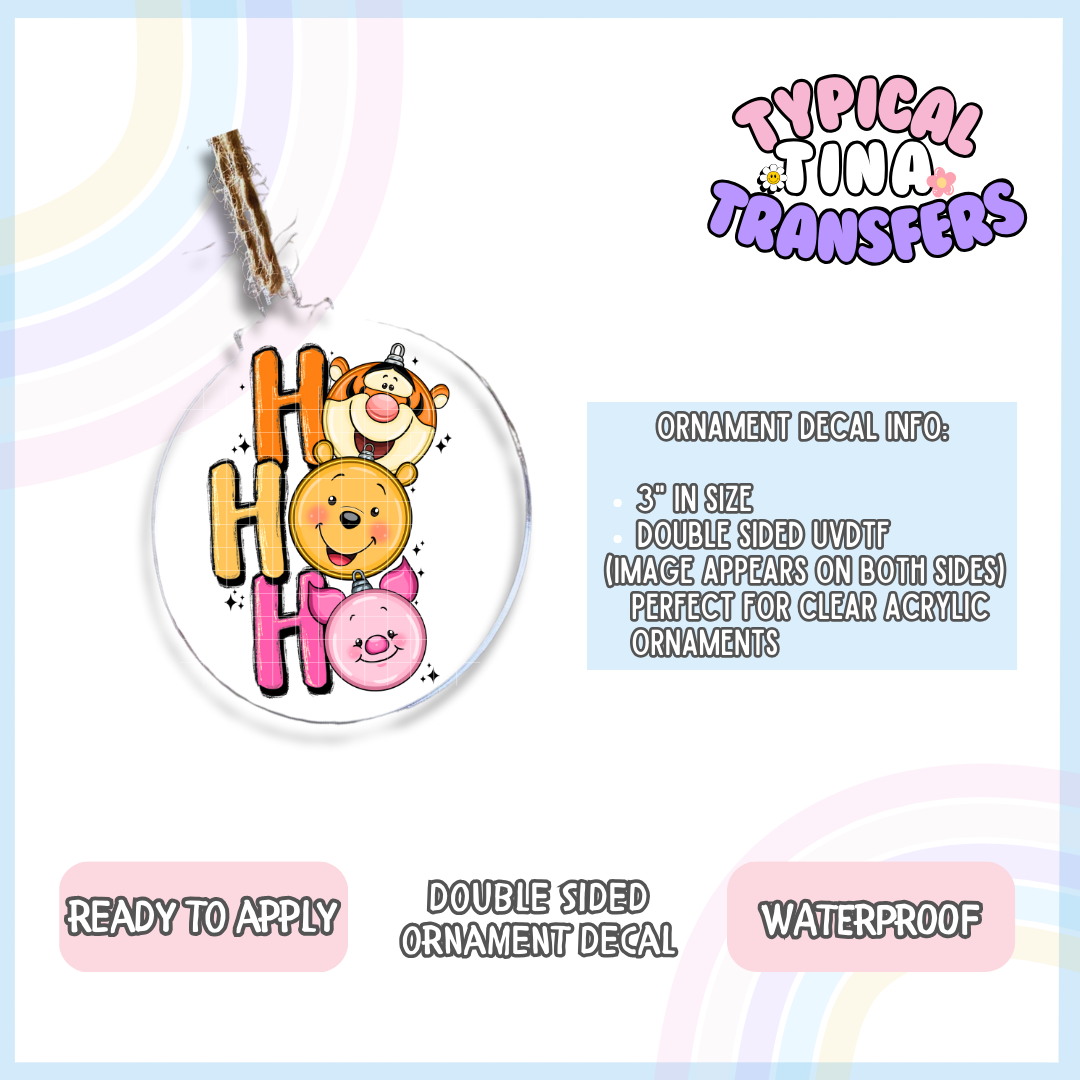 Pooh Ho Ho Ho | 3" Ornament Decal