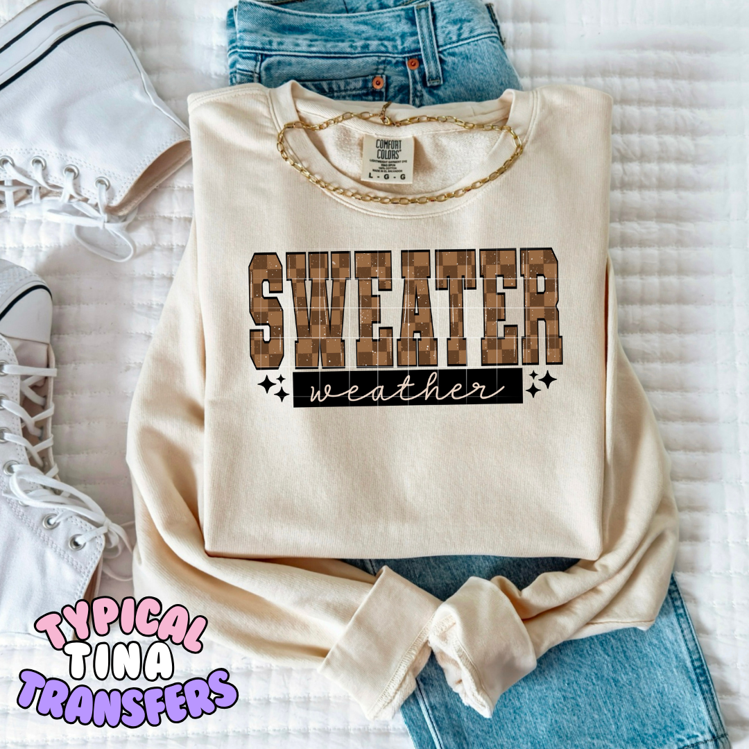 Sweater weather brown pattern | DTF Transfers | POD