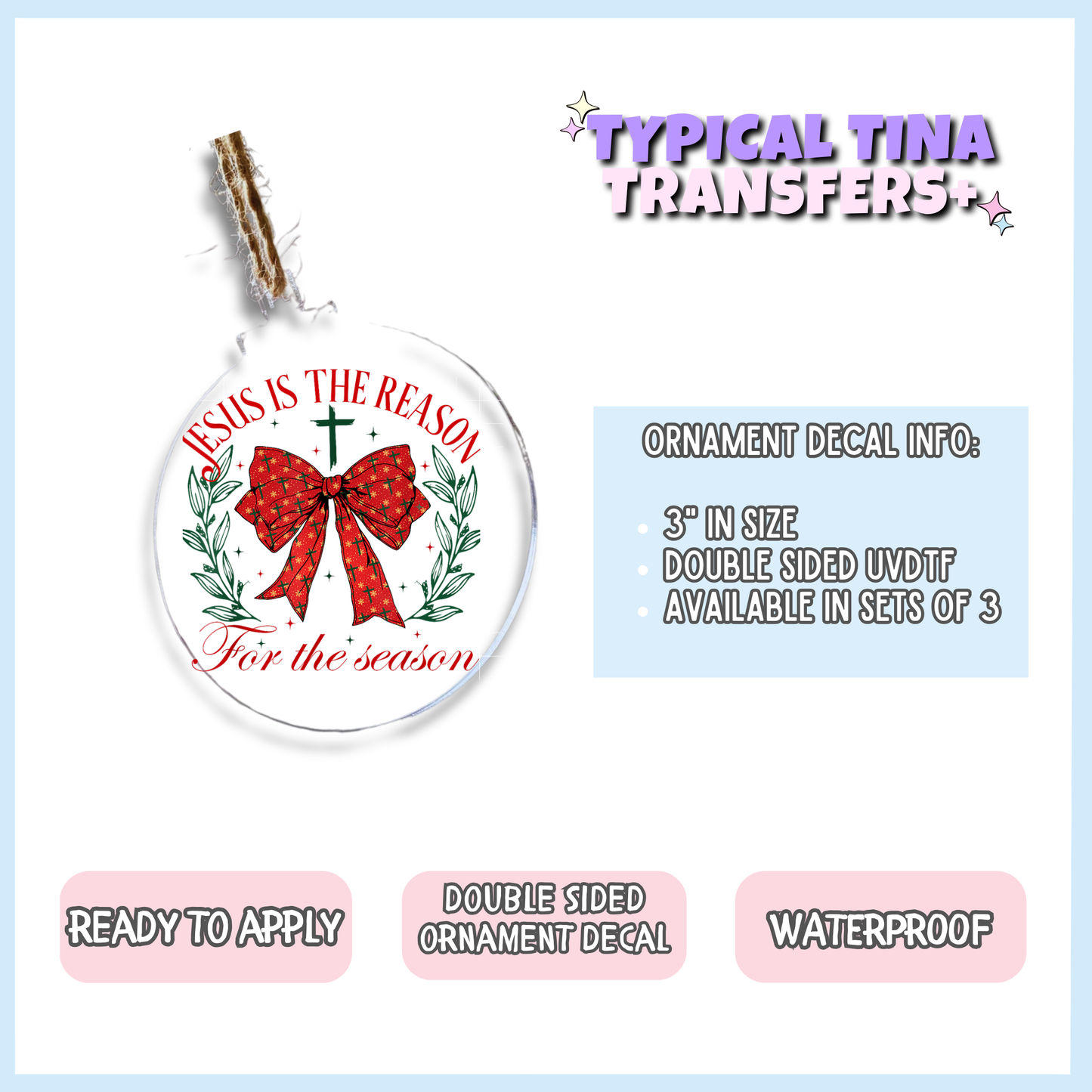 Jesus is the reason | 3" Xmas Ornament | POD