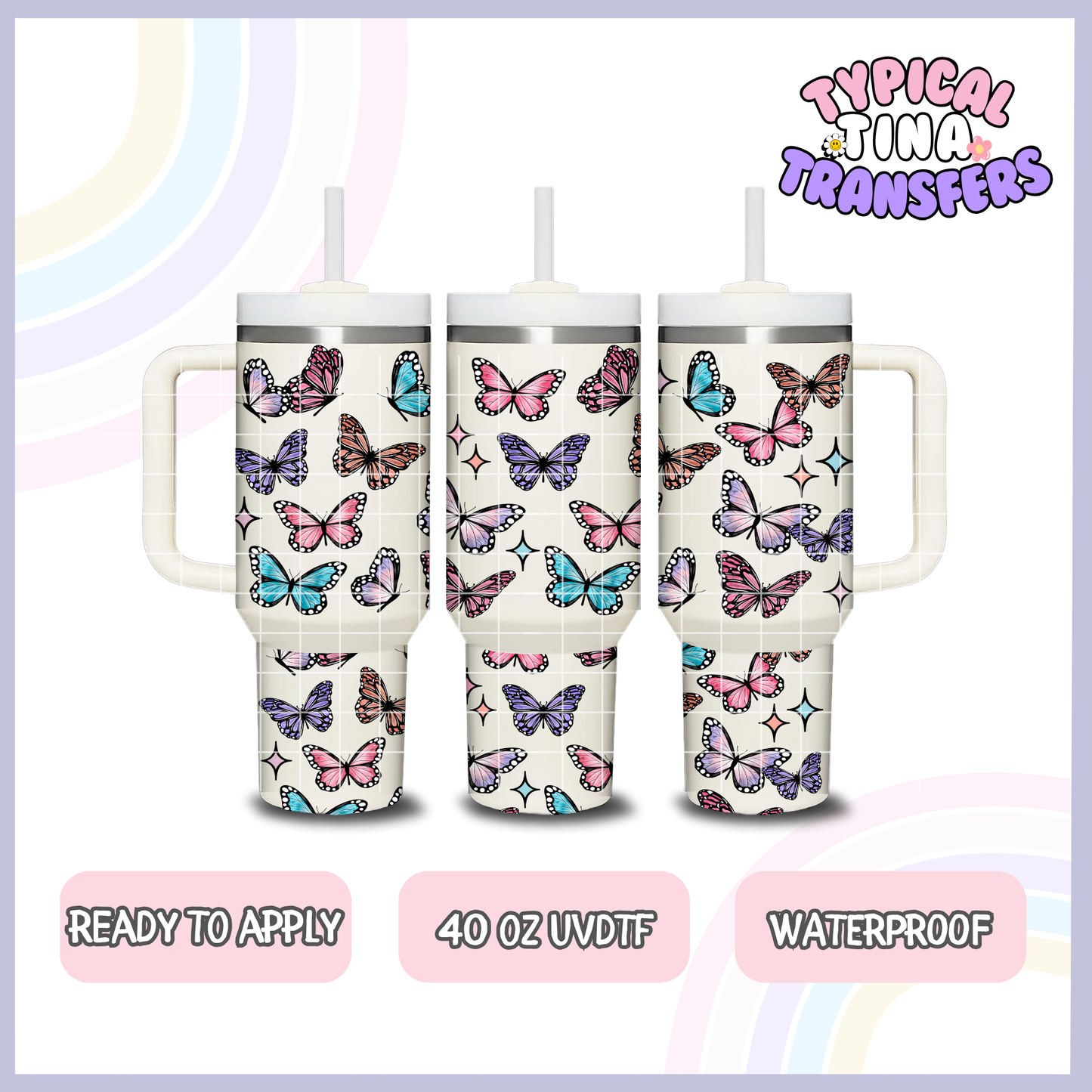 Delicate Butterflies | 40oz UVDTF Wrap | POD