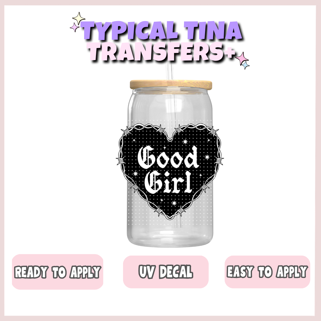 Good girl black heart | UV decals | POD