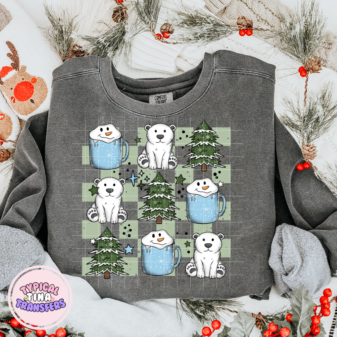 Checkered Bears and Cocoa | DTF Screen Print