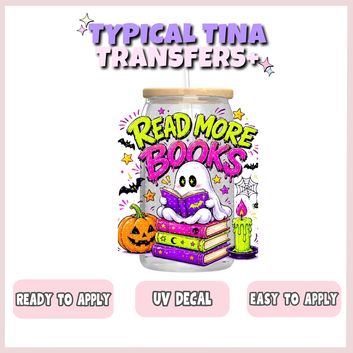 Read more books ghost on stack | UV decals | POD