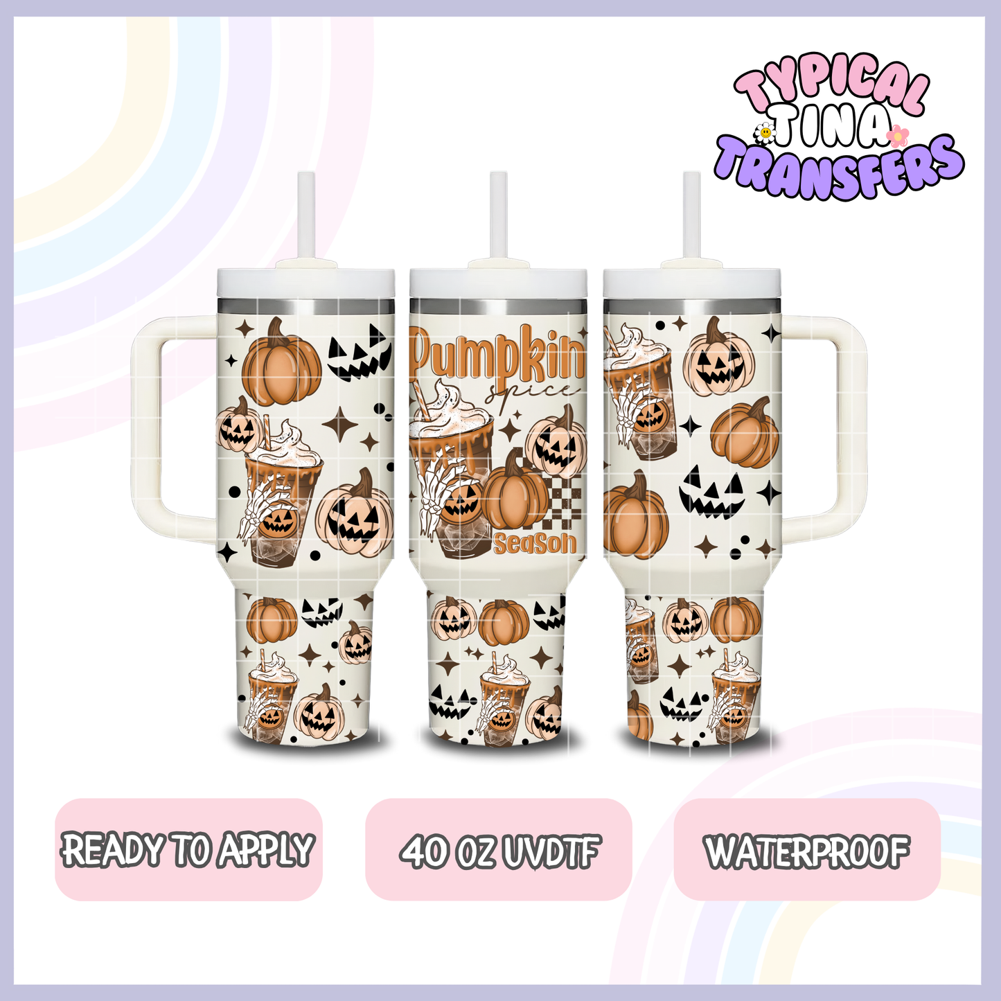Pumpkin Spice Season w/ skulls | 40oz UVDTF Wrap | POD