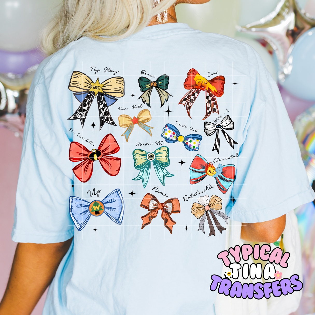 Magical Character Bows with names | DTF Screen Print | POD