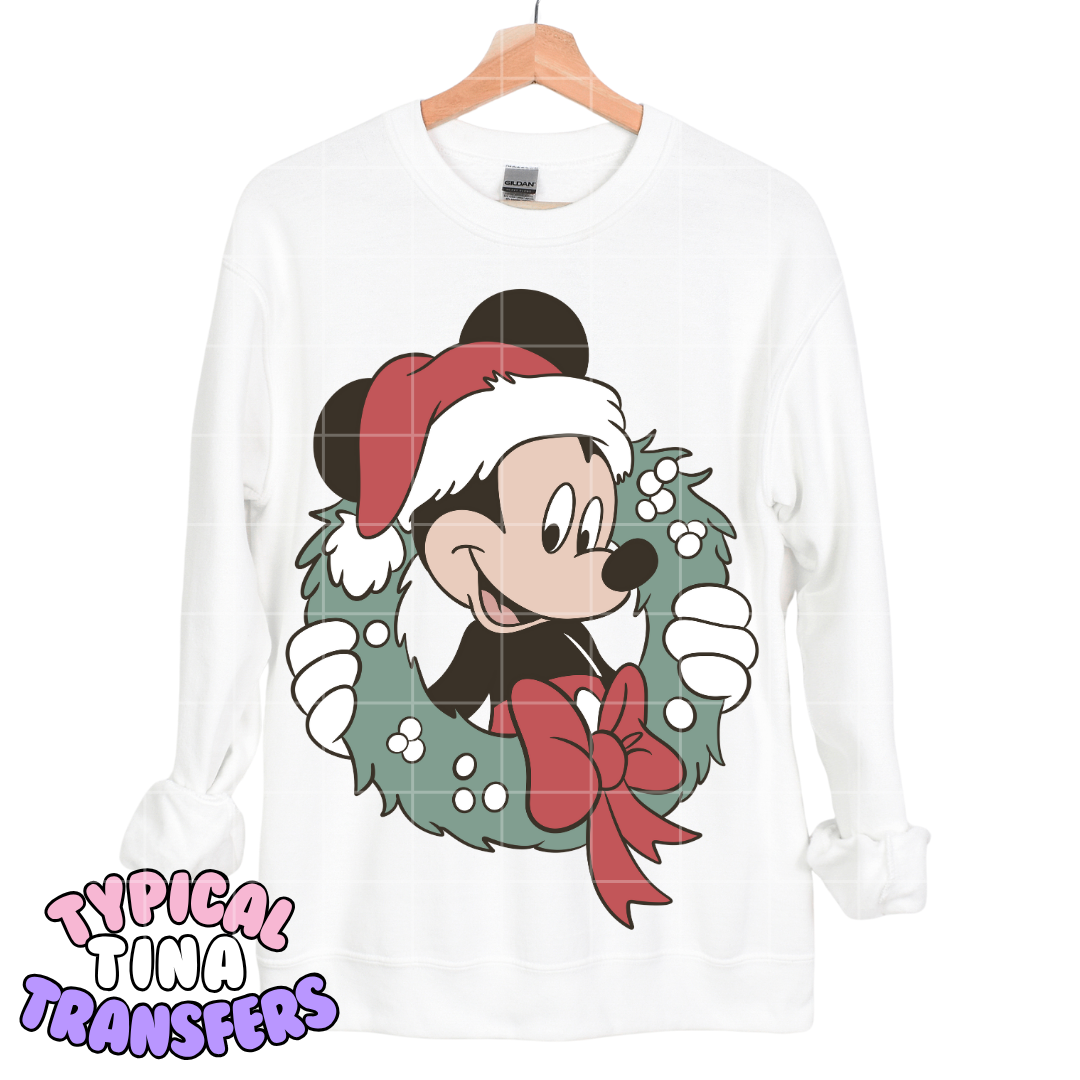 M. mouse in wreath | DTF Screen Print | POD