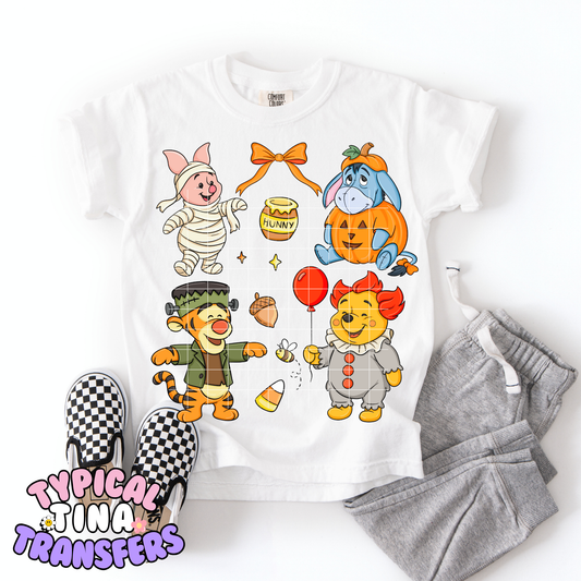 Acre Wood Halloween Costumes Group | DTF Transfer | 7" Toddler