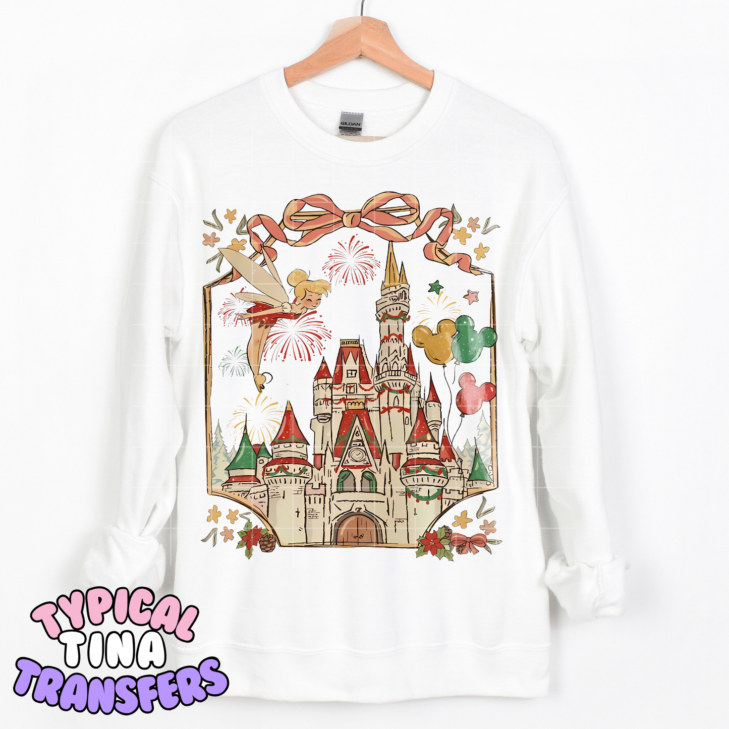 Traditional Christmas Holiday castle and Tink | DTF Transfer | POD