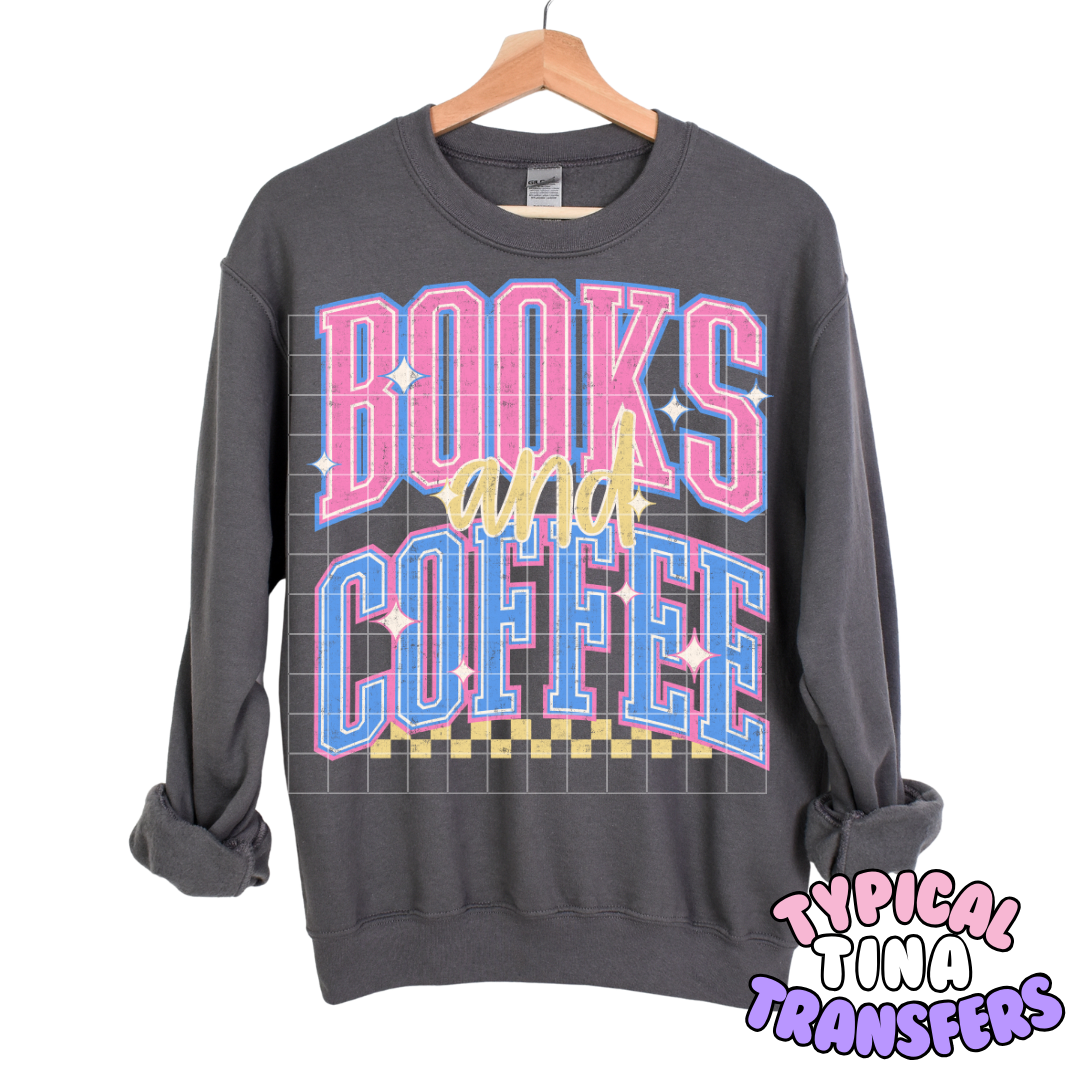 Books and coffee pink/purple | DTF Transfers | POD