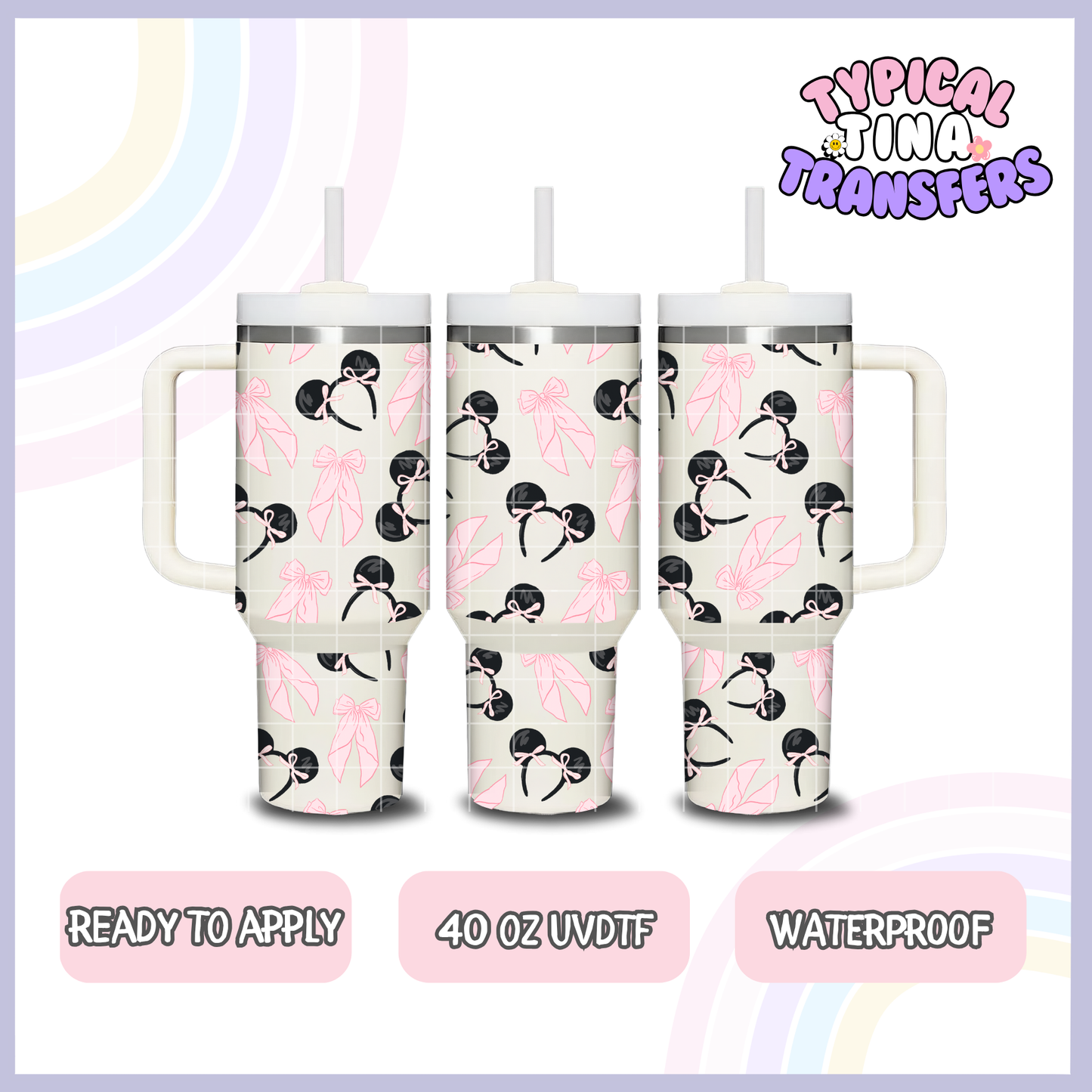 Coquette Mouse ears and bows | 40oz UVDTF Wrap | POD