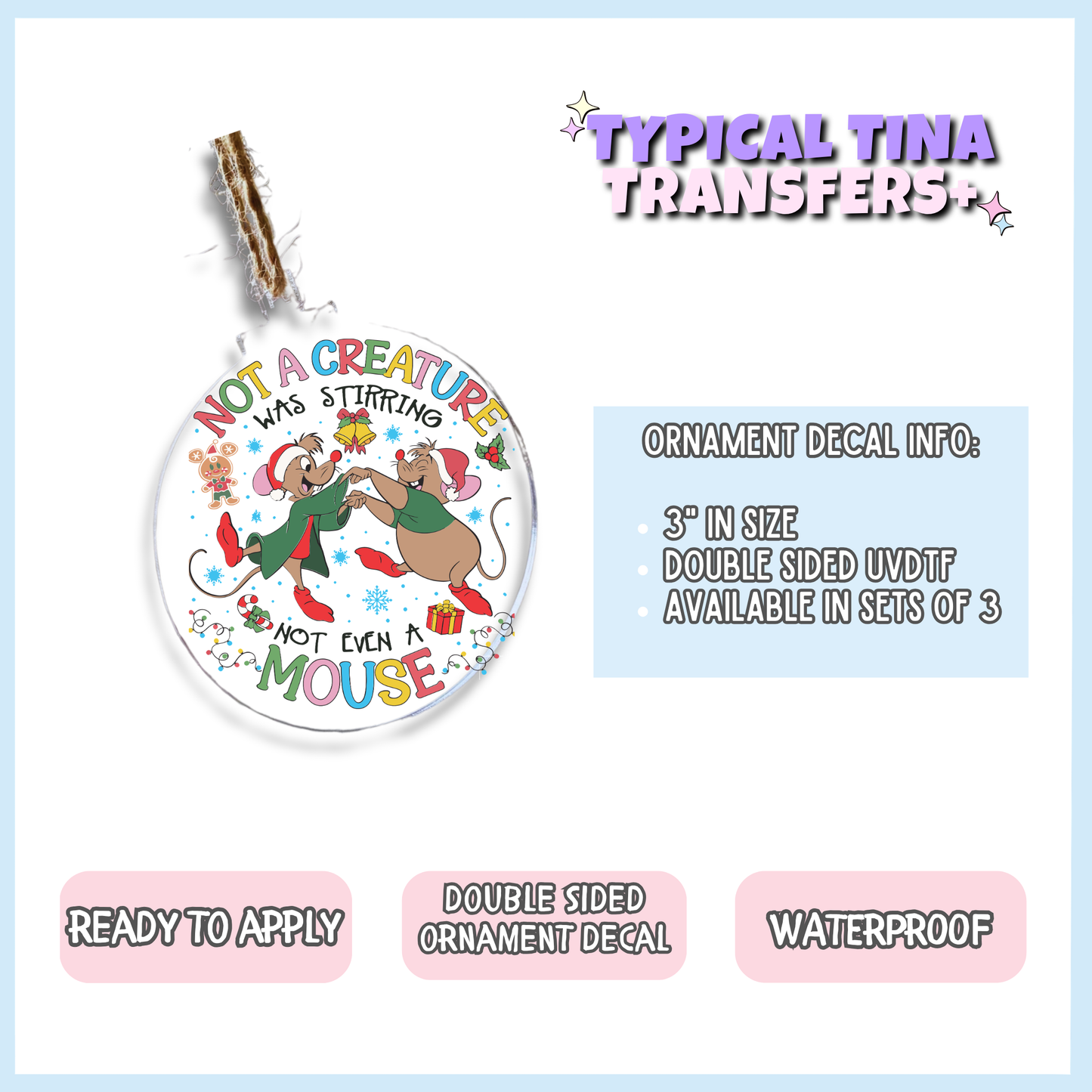 Not a creature was stirring | 3" Xmas Ornament | POD
