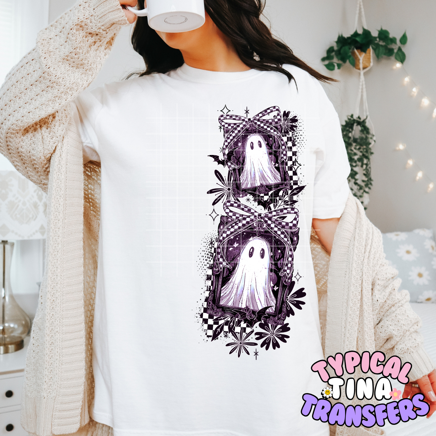 Ghost purple Frame and bow | DTF Transfer | POD