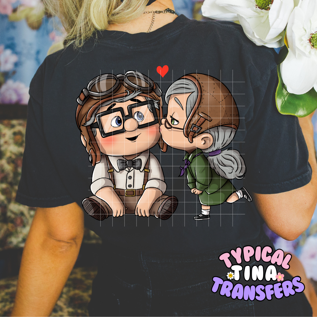 Carl & El Small heart | DTF Screen Print | POD