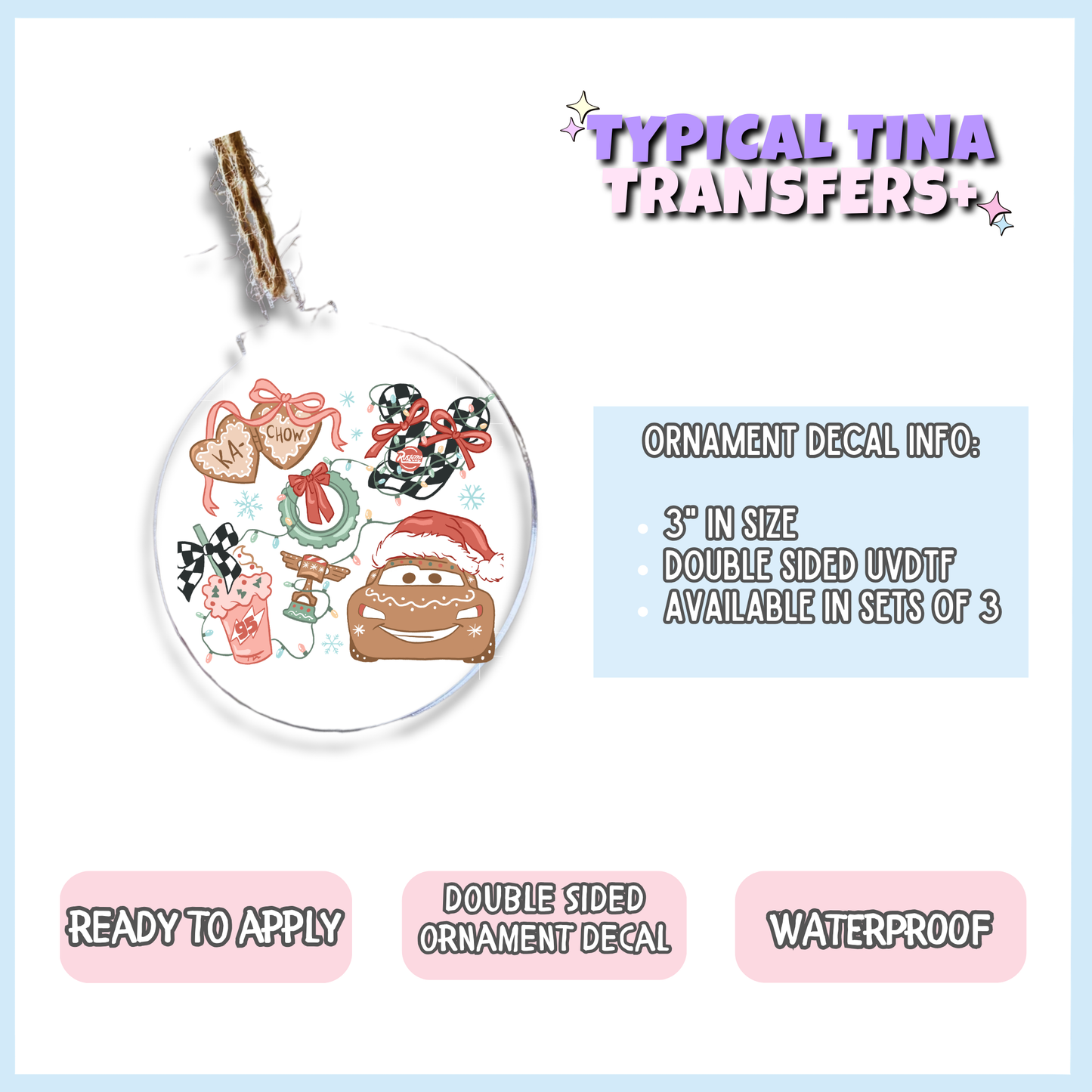 Lightning Xmas Cars | 3" Xmas Ornament | POD