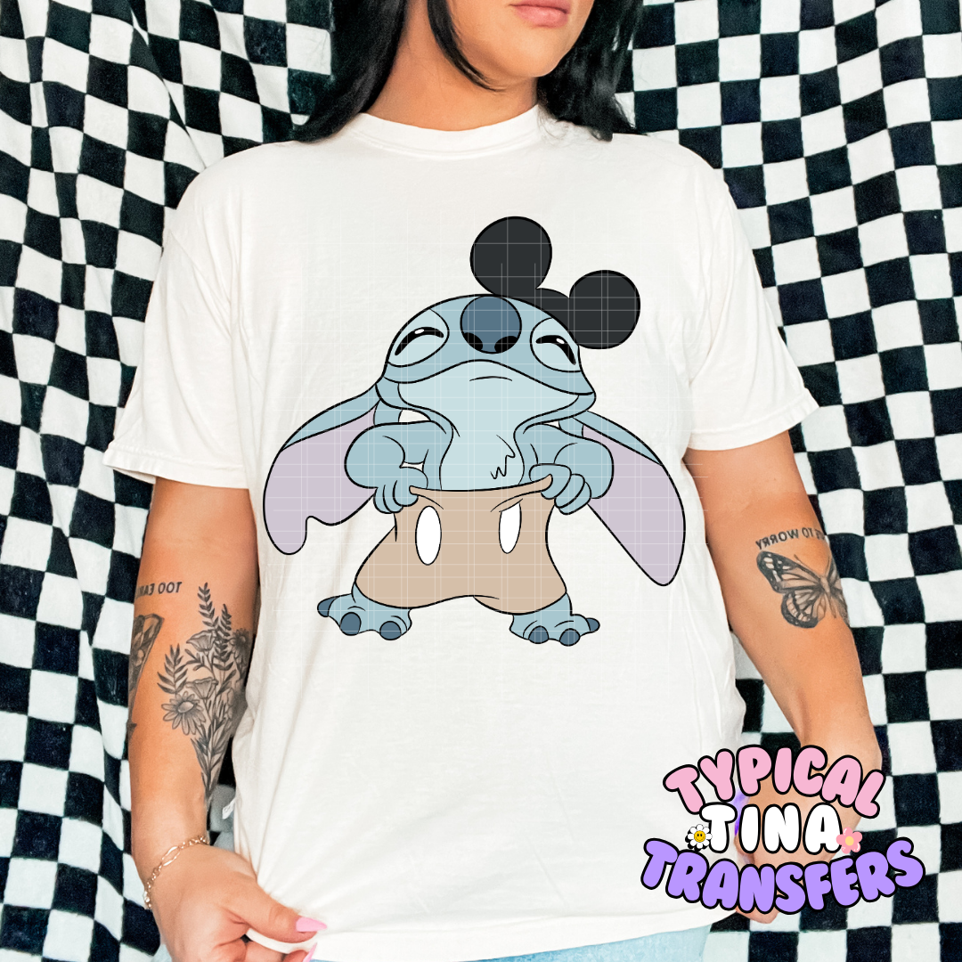 Blue Alien Mouse Ears and pants | DTF Screen Print | POD - choose design