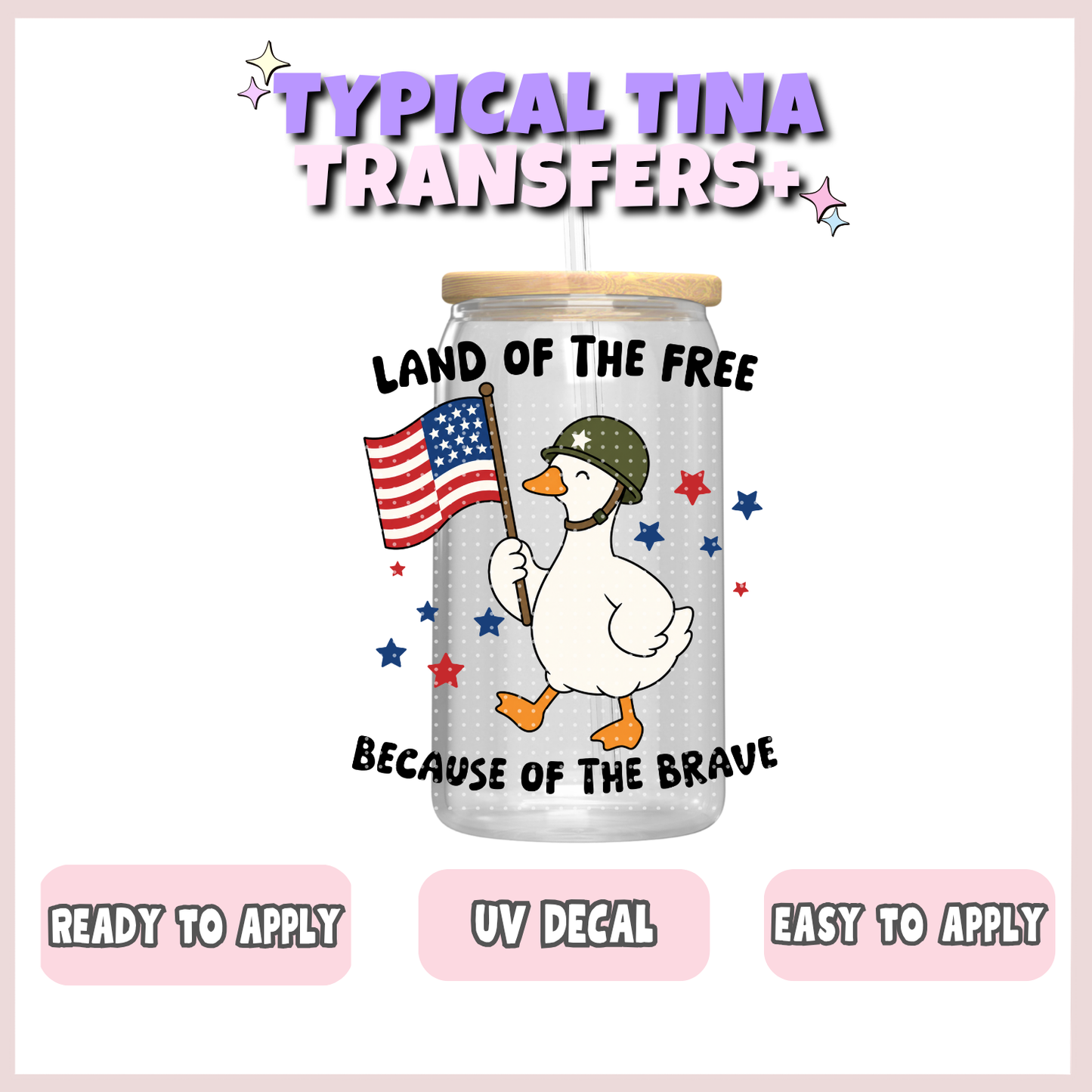 Land of the free because of the brave goose | UV decals | POD