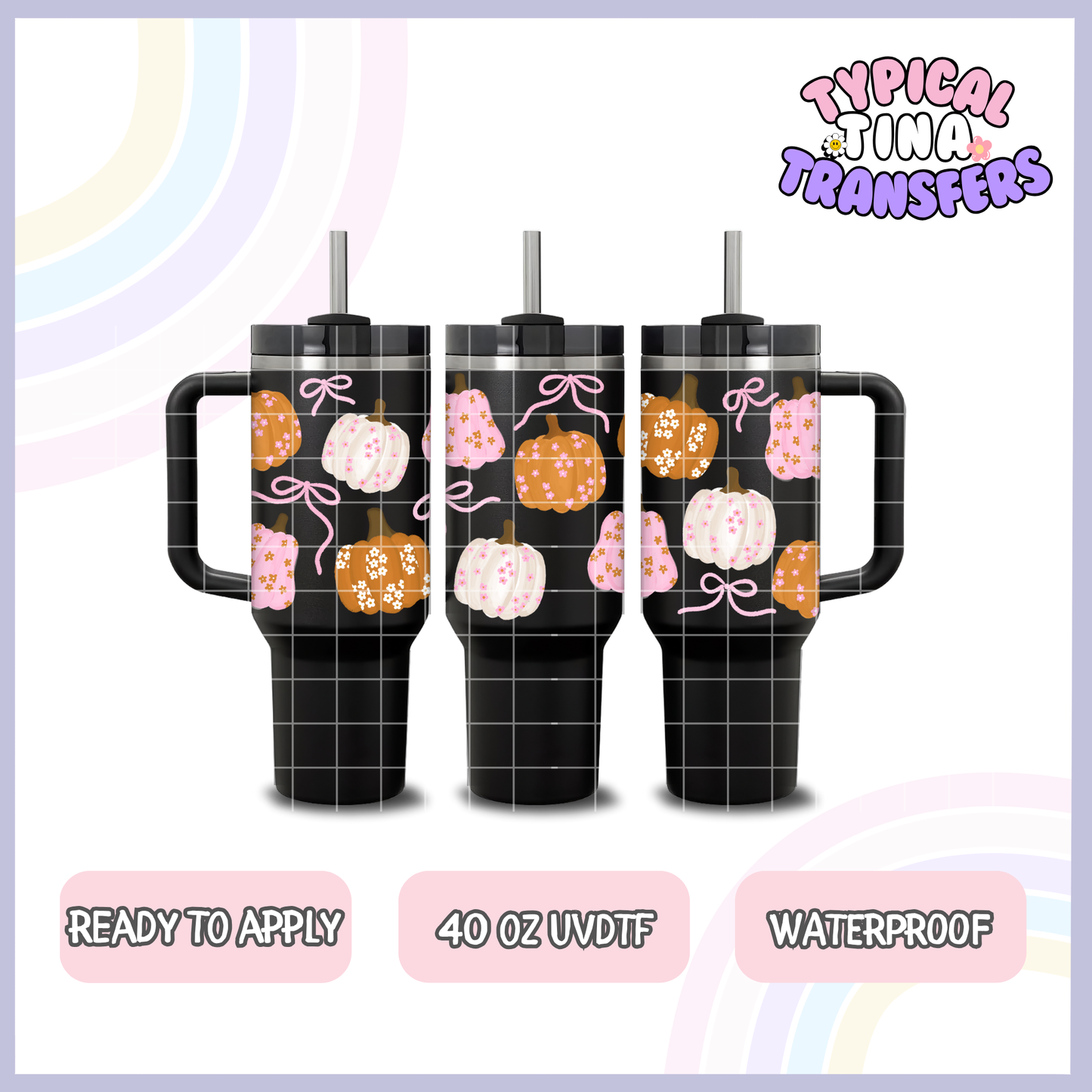 Fall Pastel Pumpkins | 40oz UVDTF Wrap | POD