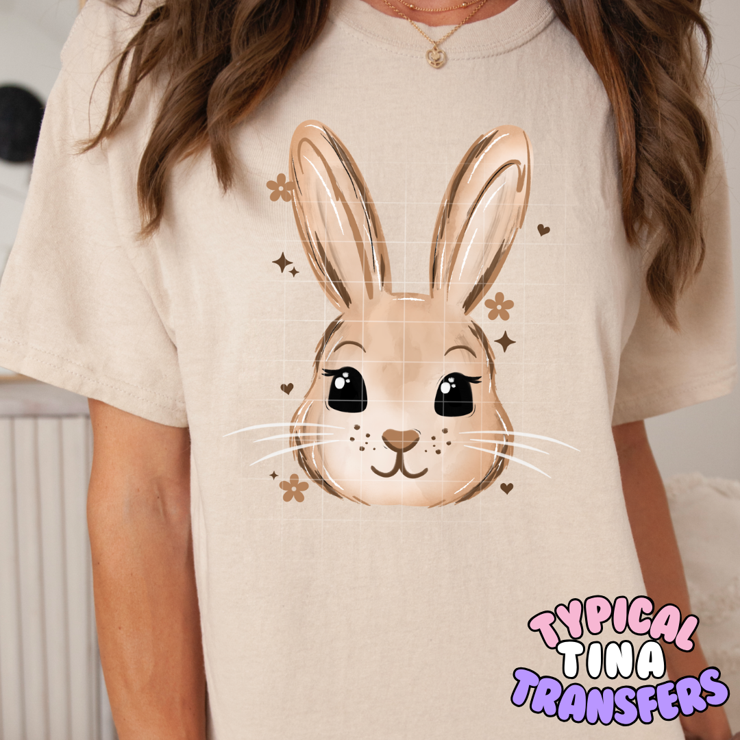 Drawn Cute Bunny with stars | DTF Transfers | POD