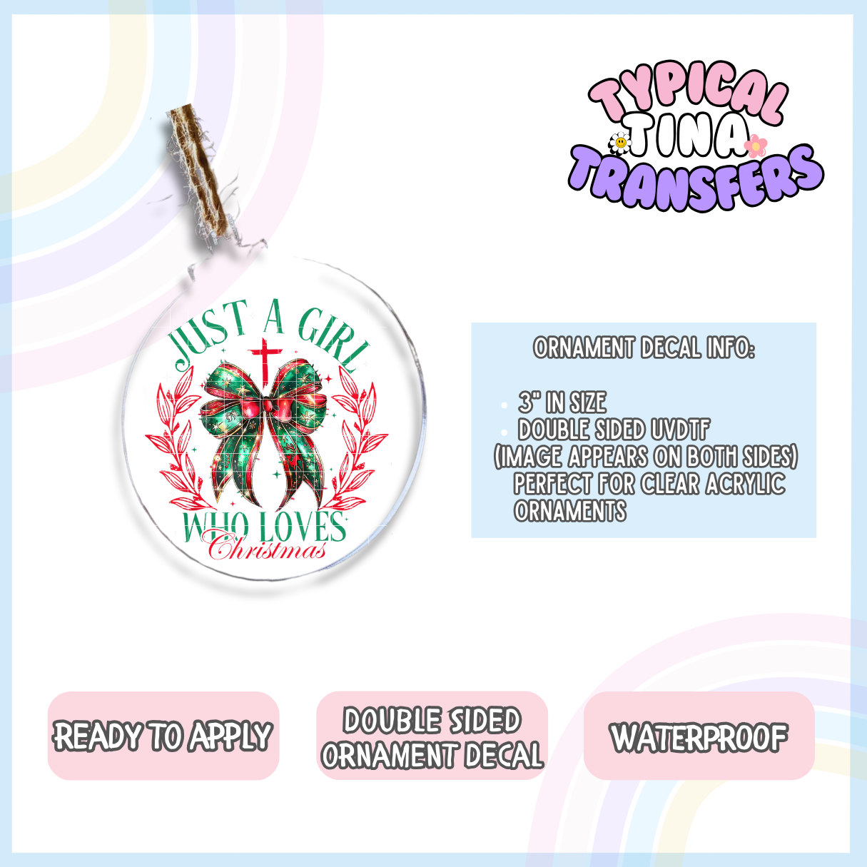 Just a girl who loves J | 3" Ornament Decal