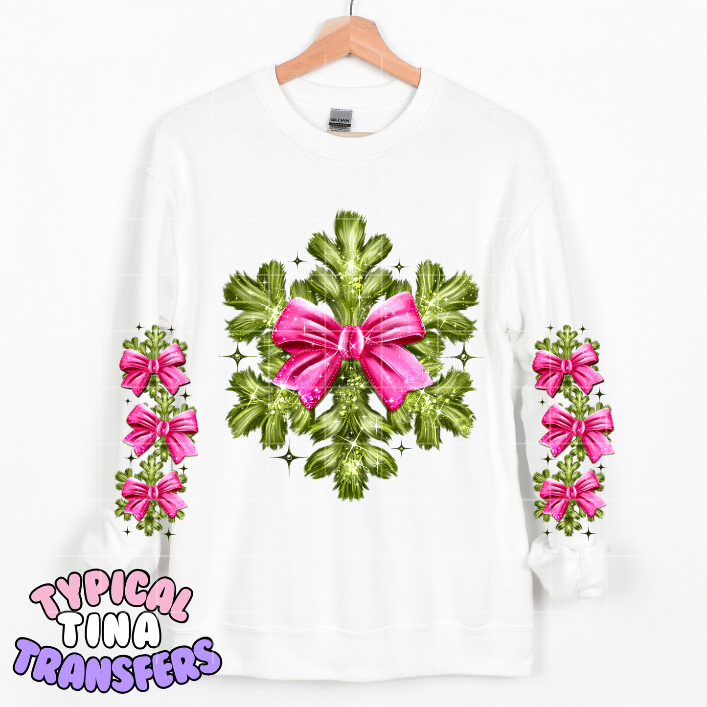 Grumpy green Guy Snowflake pink bow | DTF Transfer | POD