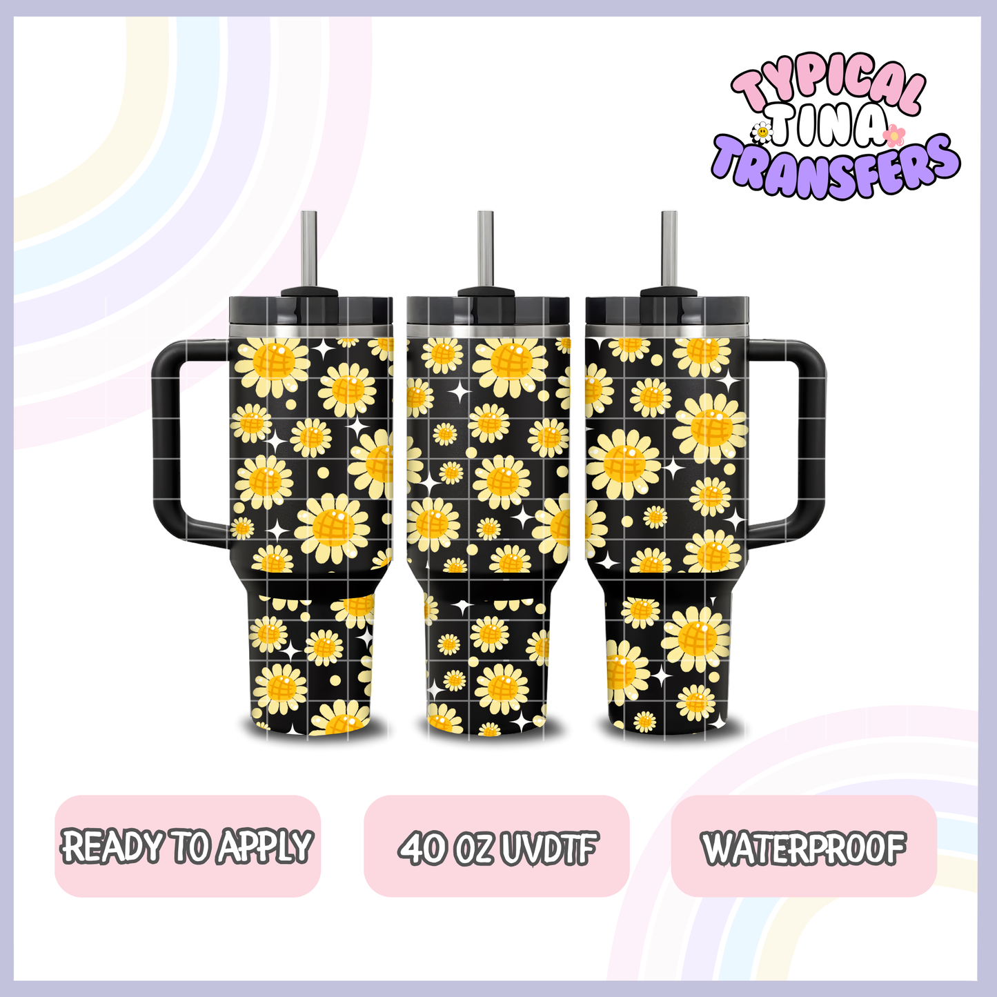 Yellow Florals | 40oz UVDTF Wrap | POD