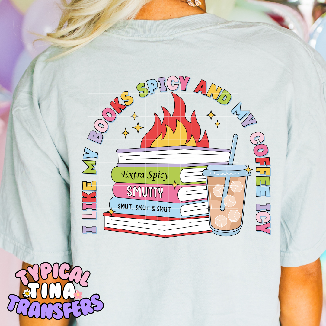 Bright Books Spicy Coffee Icy | DTF Screen Print | POD