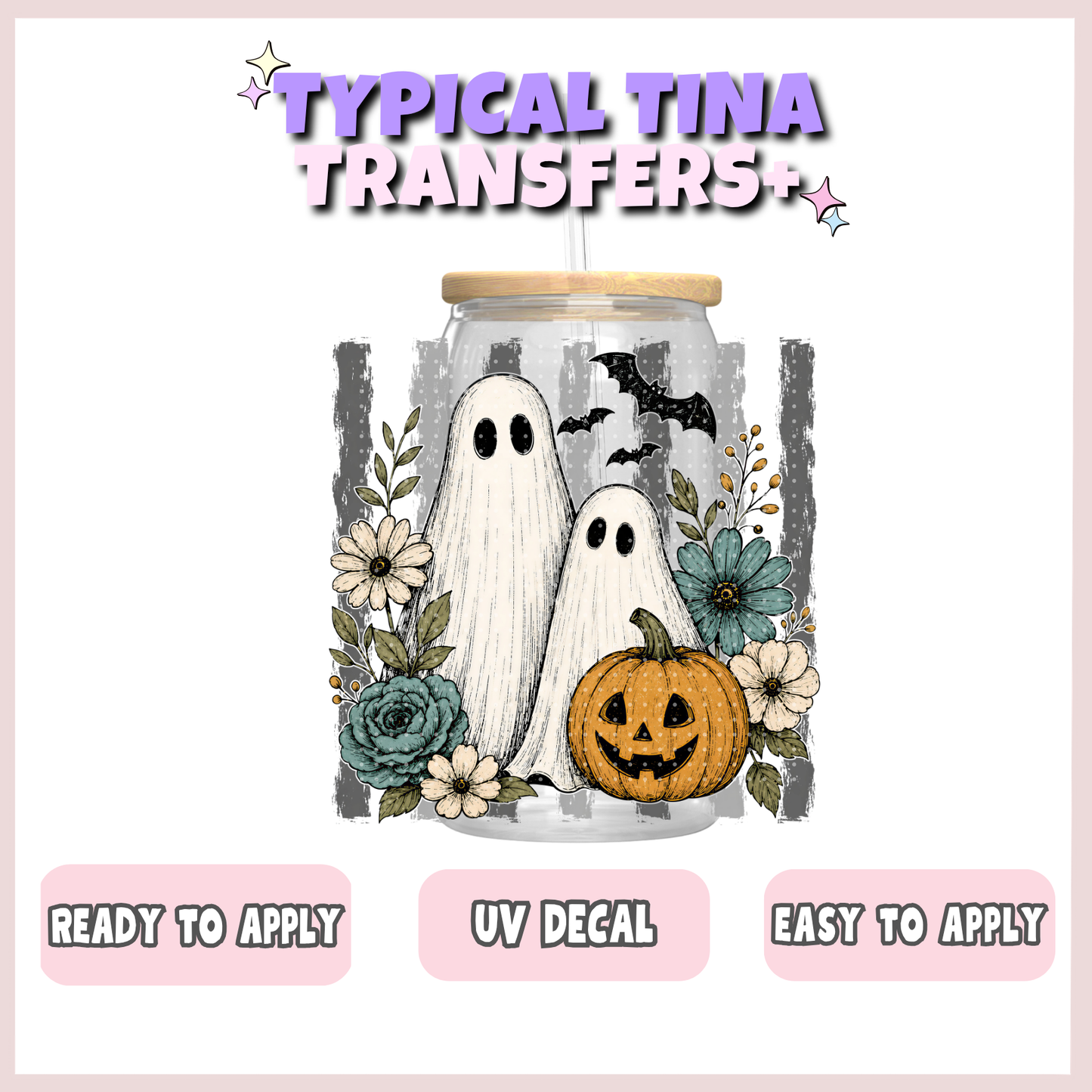 Gray stripe BG with ghosts | UV decals | POD