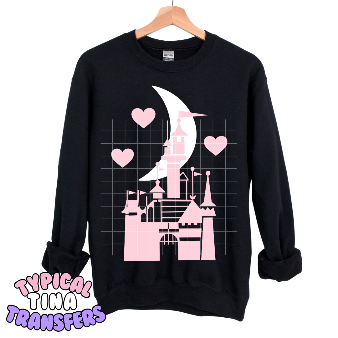 Castle Moon and Hearts | DTF Transfers | POD