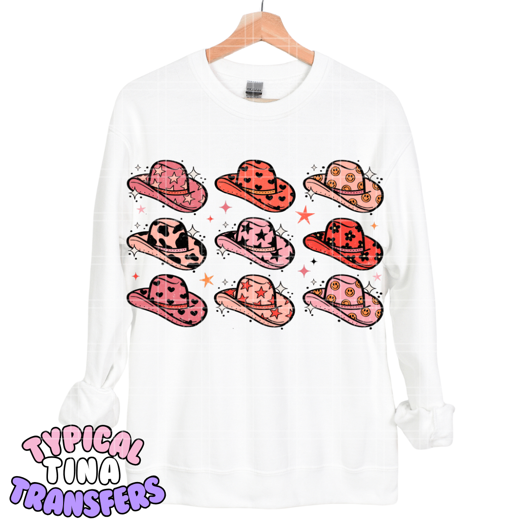 Cowboy hats (pink & red) | DTF Transfers | POD