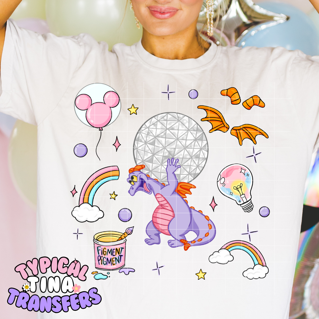 Figment .. with outline | DTF Transfer | 12" Adult