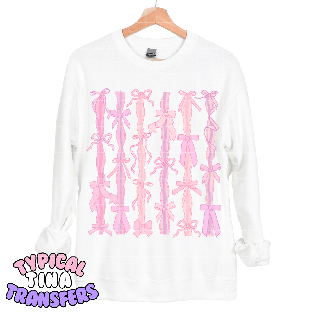 Purple and pink ribbon bows | DTF Screen Print | POD
