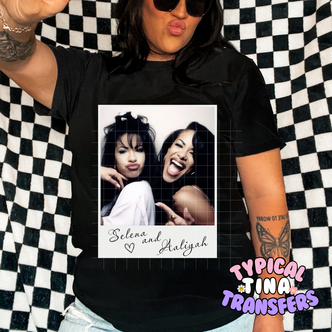 Selen and Aaliya Polaroids | DTF Screen Print | 11" Adult