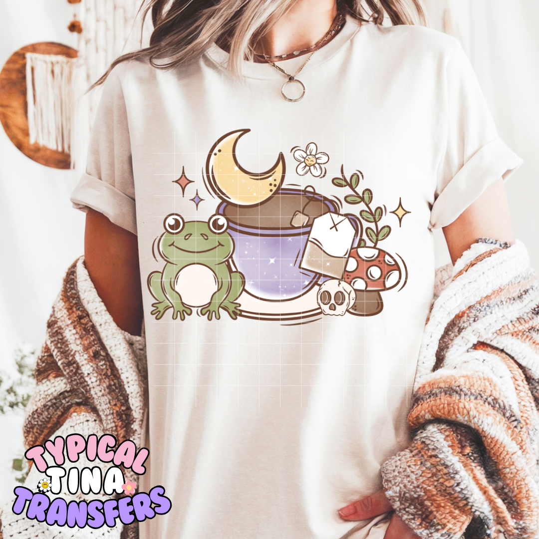 Frog and Tea | DTF Screen Print | POD