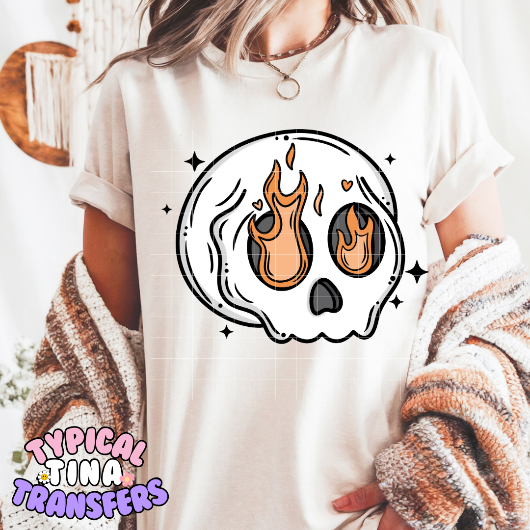 Fire Skull Eyes | DTF Screen Print | POD