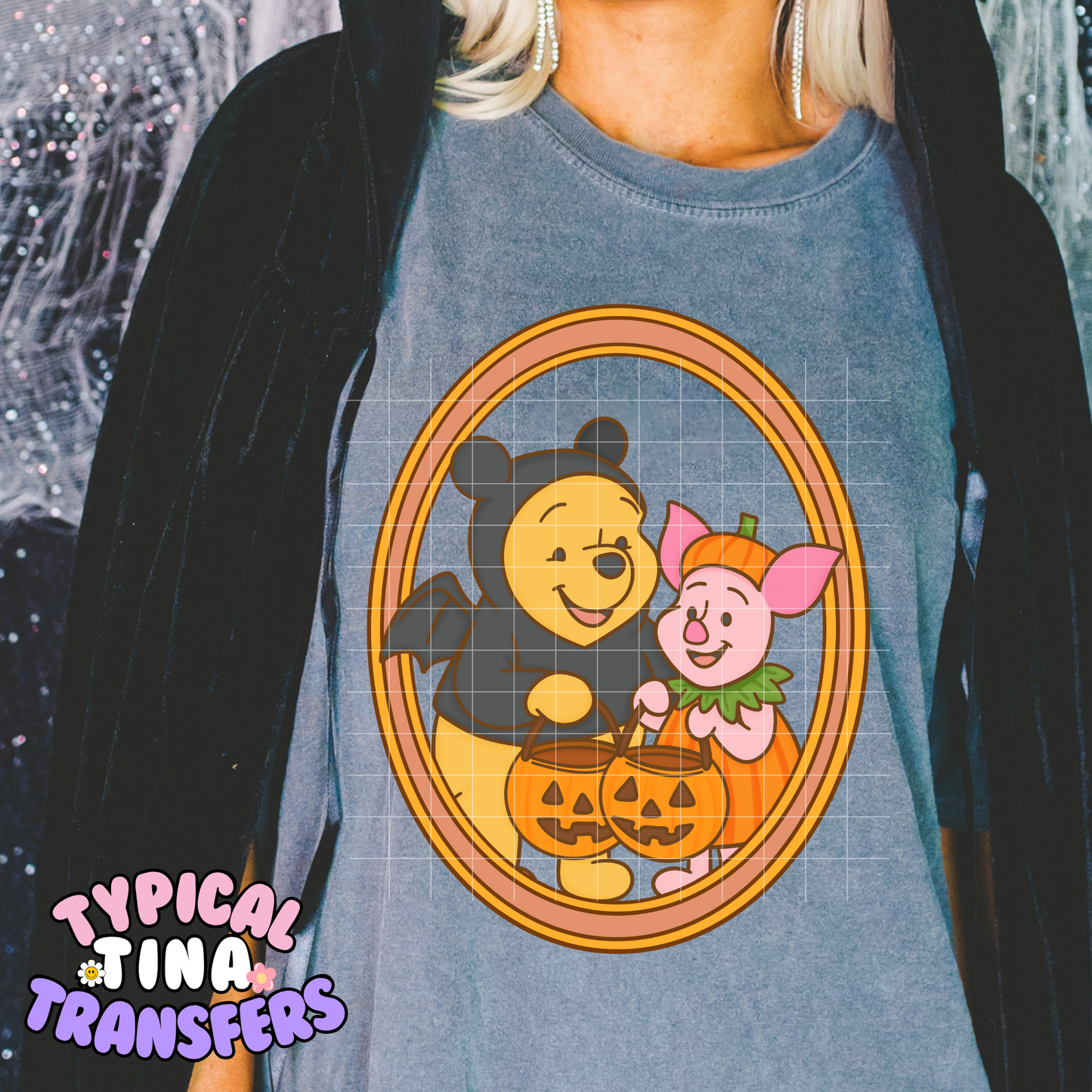 P Bear and Pig Halloween Frame | DTF Transfer | POD