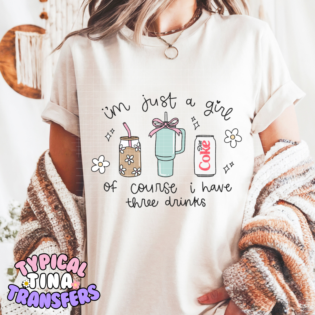 I'm just a girl florals | Adult 11" DTF Screen Print