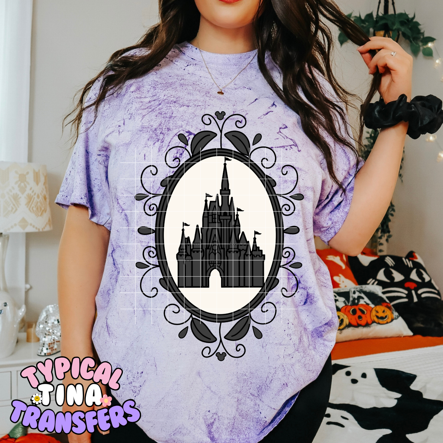 Castle in black in frame | DTF Transfer | POD