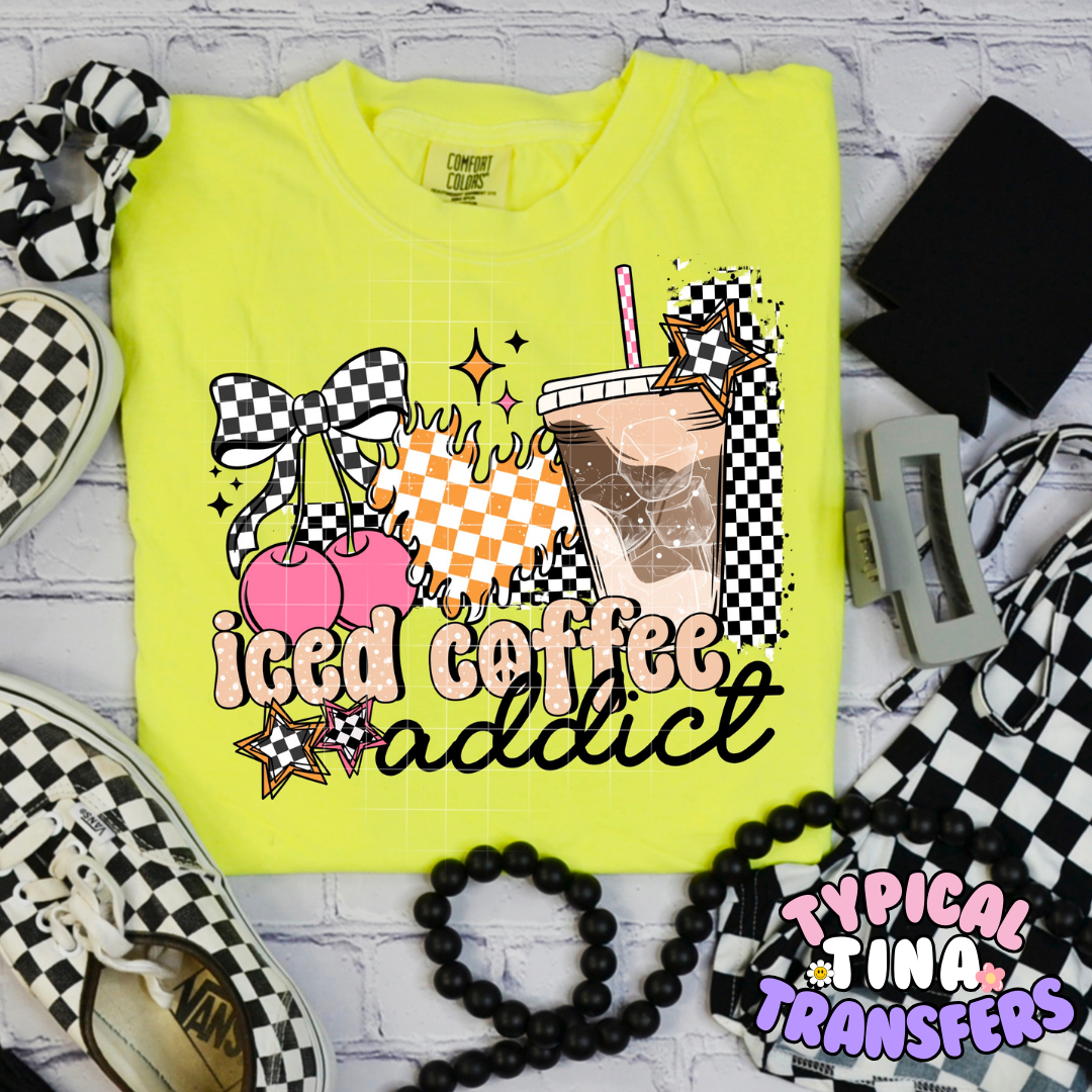 Iced coffee Addict | DTF Screen Print | POD