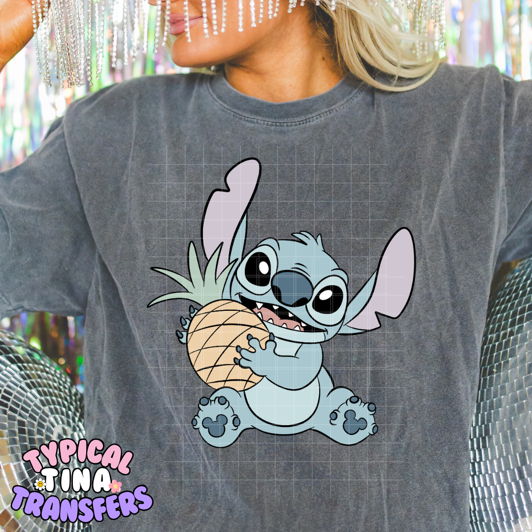 Blue Alien Pineapple | DTF Screen Print | POD