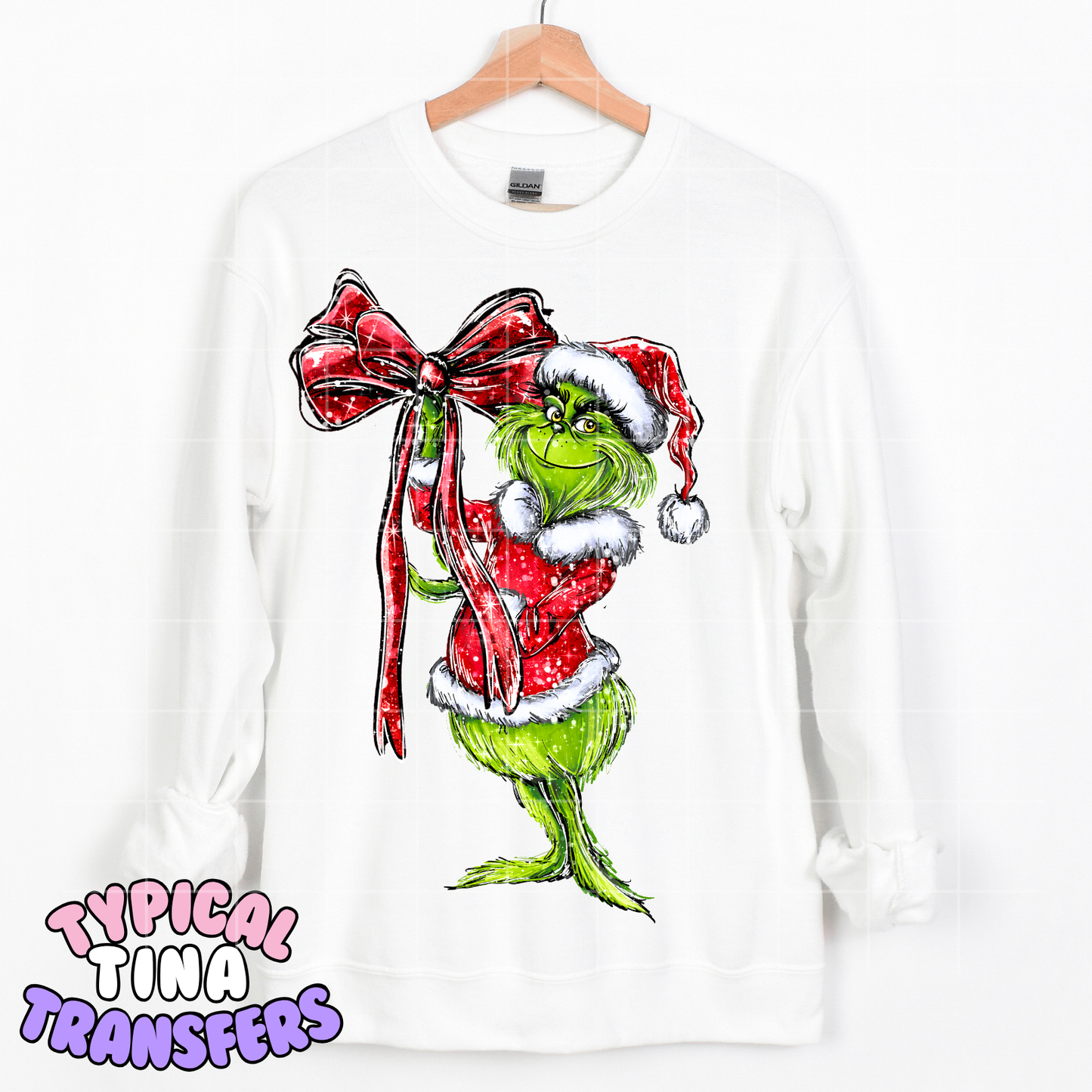 Glitter Gr!nch and bow | DTF Transfer | POD