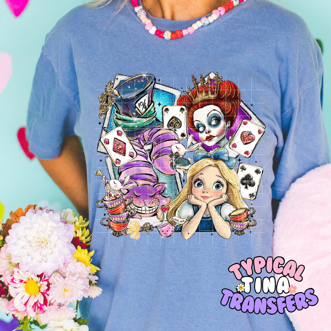 Alice in land of Wonder | DTF Screen Print | POD