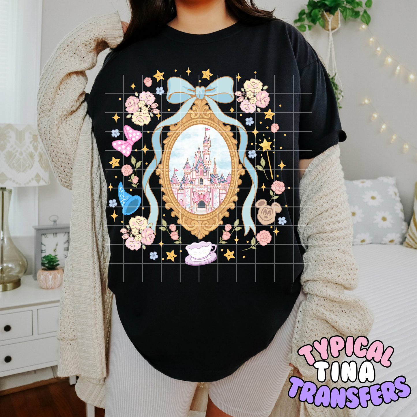 Castle frame with florals and elements | DTF Transfer | POD