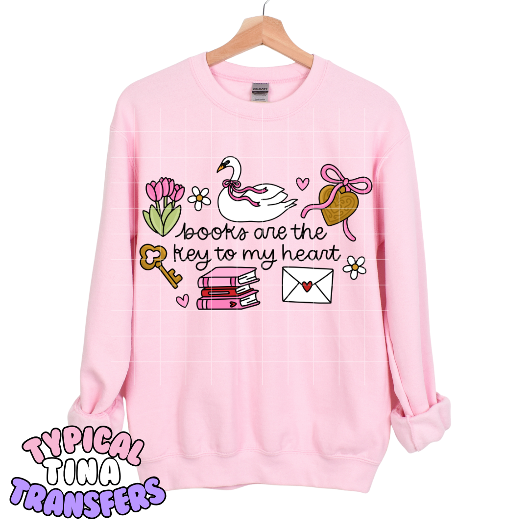 Books are the key to my heart | DTF Transfers | POD