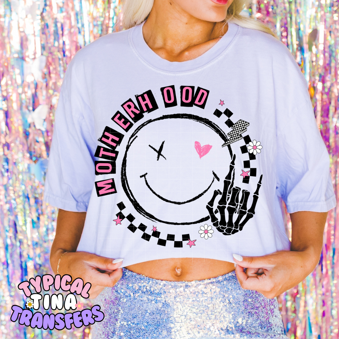Motherhood Smile Face (black letters) | DTF Screen Print | POD