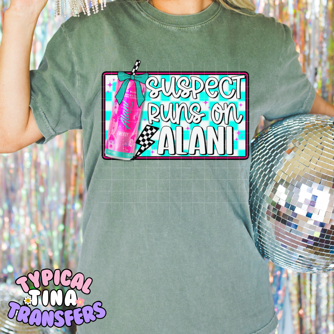 Suspect Runs on A - Energy Drink | DTF Screen Print | POD