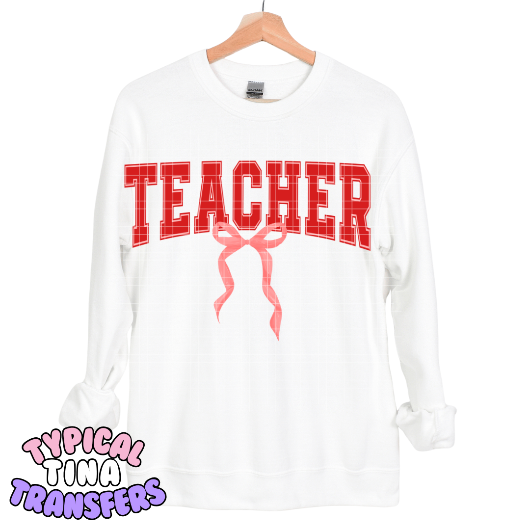Teacher Pink bow | DTF Transfers | POD