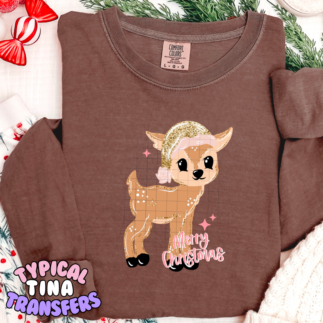 Reindeer Glitter Hat | DTF Transfer | POD